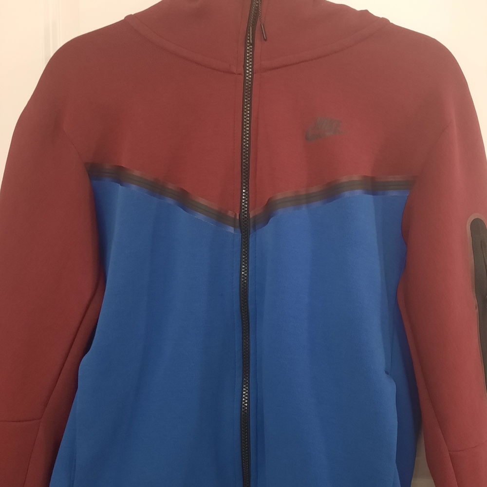 Nike Maroon and Blue Zip-Up Hoodie